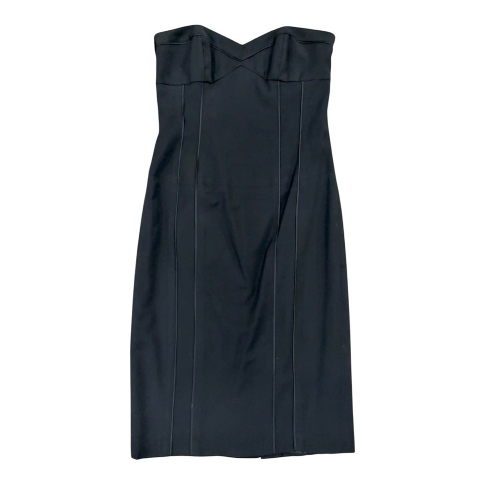 Y2K Bebe Black Strapless Corset Sheath Dress Small Sweetheart Neckline LBD